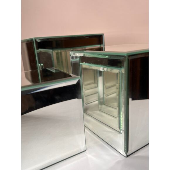 VTG SET of 3 Mirror Cube Box Stands 4", 5", & 6" makeup , candle holder, display - Picture 5 of 11